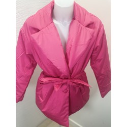 manteau mi-long rose fuchsia