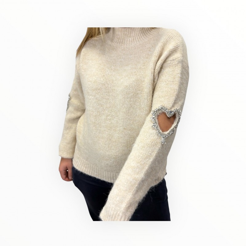 pull blanc avec diamant