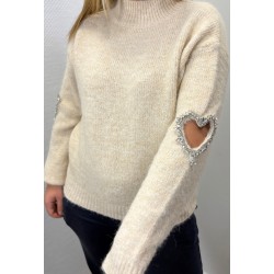 pull blanc avec diamant